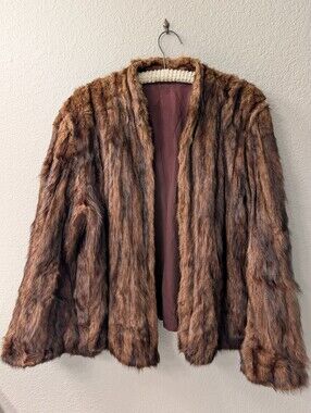 Vintage Mink Fur Coat From The 1950's-1960's W/ Flared Sleeves & Silk Lining